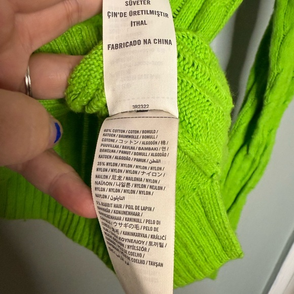 Hollister Y2k‎ vibrant green rabbit hair blend cable knit sweater - Picture 3 of 8